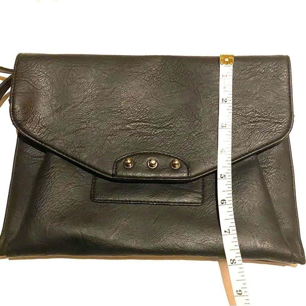 Mossimo Envelope Wristlet Clutch Black Faux Leather
